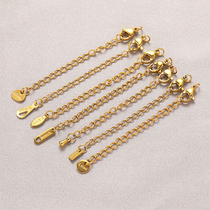 SC1074 Waterproof <strong>Gold</strong> Plated Stainless Steel Bracelet Tail <strong>Chain</strong> <strong>Extenders</strong> with Lobster Clasps for Bracelet Jewelry Making - Product Image 2