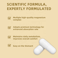 Capsules de magnésium triple source en marque blanche OEM, vente en gros, supplément de magnésium mixte 240 mg testé en laboratoire