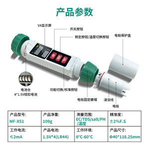 ปากกาทดสอบคุณภาพน้ำ 5 in 1 วัดค่า pH TDS EC ความเค็ม สำหรับตู้ปลา สระว่ายน้ำ การเกษตร ห้องปฏิบัติการ การชลประทาน การบำบัดน้ำเสีย - Product Image 3