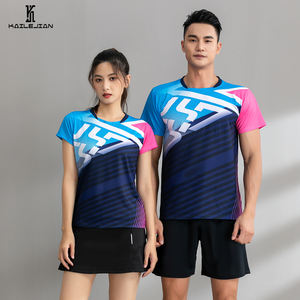 थोक त्वरित सूखी बैडमिंटन टी शर्ट महिलाओं पुरुष टेबल टेनिस शर्ट कस्टम sublimated खेलों टेनिस पिंग पोंग जर्सी - Product Image 1