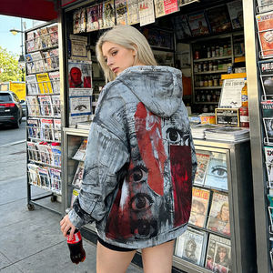 Vestes à capuche zippées en molleton de coton épais anti-plis, style hip-hop urbain, personnalisables en gros et de haute qualité - Product Image 4