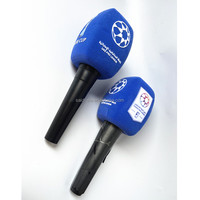 Mousses pour micro de télévision en Arabie Saoudite avec logo de chaîne imprimé, couvre-micro en mousse pour interview en extérieur, mousse floquée en polyuréthane