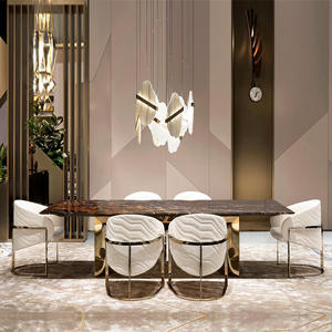 Bắc Âu Nhung vàng thép không gỉ chân bọc da hiện đại Thiết kế ghế ăn ghế cho bàn ăn - Product Image 2