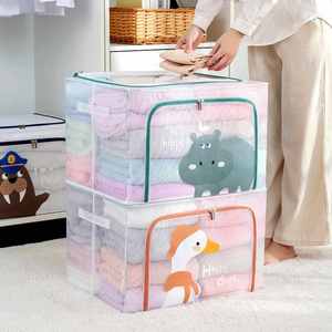 Sac de rangement en tissu PVC uni de 66 litres, bacs de rangement transparents avec couvercles, cadre en acier - Product Image 3