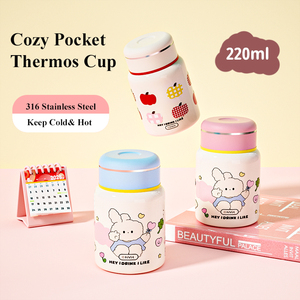 Frascos de vacío de acero inoxidable 316 con dibujos animados para niños, termo de aislamiento de doble pared de 220ml con tapa - Product Image 2