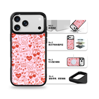 Coque de téléphone AG Feeling Black Edge avec motif lignes cerises dorées pour iPhone 17, 17 Pro Max, 16 Pro, 15 – Coque magnétique