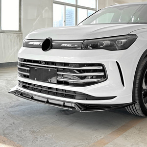 Amp-Z Front Bumper Lip For Volkswagen Tiguan Mk3 2024 Piano Black Carbon Fiber Texture Matte Finish Car Body Kit - Product Image 3