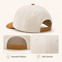 Gorra de Béisbol Unisex con Cierre a Presión, 5 Paneles, Visera Curva Ajustable, Diseño de Corduroy Bicolor con Logotipo Bordado Personalizado OEM