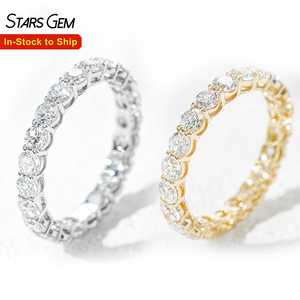 Anillo de Eternidad de Oro Sólido de 10K con Diamantes Cultivados en Laboratorio de Corte Brillante Redondo Unisex de Lujo StarsGem, 1.7ctw - Product Image 1