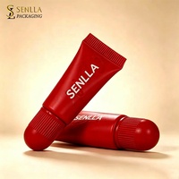 Tubes de brillant à lèvres cosmétique rouge de luxe 3ml 5ml 8ml 10ml en plastique souple avec capuchon à vis et porte-clés, emballage mignon pour baume à lèvres