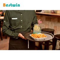 Plateau de service alimentaire rond rectangulaire en plastique antidérapant pour restaurant, bar, pub