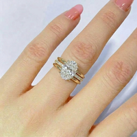 Ensemble de bagues de luxe empilables en argent S925 plaqué or, avec moissanite GRA ovale taille œuf de pigeon 3,5 carats, pour femme, alliance de mariage en moissanite