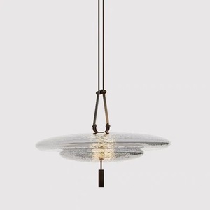 Modern Minimalist Glass Pendant <b>Light</b> Round E27 LED Adjustable Height For Dining Living Room Entryway - Product Image 1