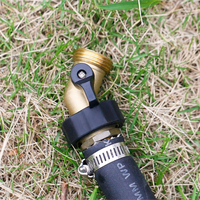 Adaptateur de robinet pour irrigation goutte à goutte Connecteur de tuyau d'arrêt Laiton avec robinets Comfort Grip On Off
