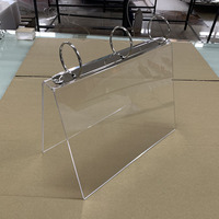 Support de présentation de menu en acrylique transparent en forme de V avec reliure à anneaux
