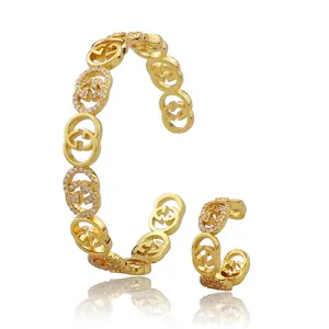 Huruf G Fashion Merek Perhiasan Gelang untuk Wanita Perhiasan Berlapis Emas 18K Zirkonia Desainer Gelang Perhiasan