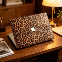 Étui rigide en cuir imprimé léopard marron Yihe pour MacBook Air 2022 A2681 et MacBook Pro
