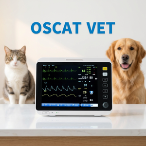 Moniteur de signes <span class=keywords><strong>vitaux</strong></span> standard OSCAT pour équipement vétérinaire : 6 paramètres + IBP, ETCO2, imprimante, support mural et chariot en option - Product Image 1