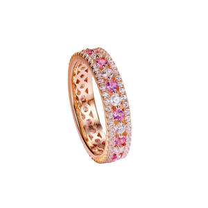 Anel Feminino em Ouro Rosa 18K e Prata Pura S925 com Corindo Vermelho, Anel de Luxo Versátil para Promessas - Product Image 5