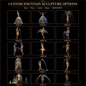 Statue de fontaine d'eau en bronze grandeur nature représentant une femme avec jets d'eau arrière, idéale pour cour, jardin, villa, complexe hôtelier - Product Image 5
