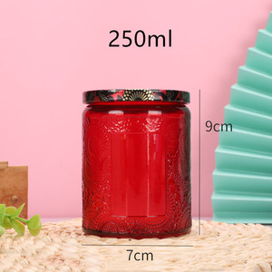 En stock, bocaux à bougie noirs, bougeoirs en verre glyphes, récipient à bougie avec boîte - Product Image 6