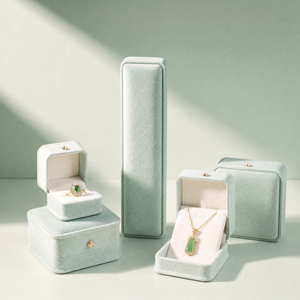 Zebopak Mint Green Suede Jewellery <b>Box</b> Set with Ring <b>Necklace</b> Pendant Christmas Holiday <b>Gift</b> Collection Wholesale - Product Image 1