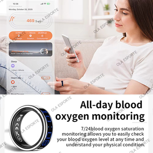 Smart <b>Ring</b> LED Display Screen Stainless Steel Health Tracker Touchscreen Heart Rate Monitor App Control GPS Men Women 5ATM - Product Image 3