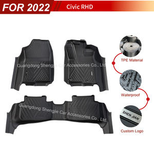 Alfombrillas de Coche TPE Antideslizantes e Impermeables de Alta Calidad, para Conducción con Volante a la Derecha, 3 Piezas, Color Negro, Alfombrillas 5D Profundas para <span class=keywords><strong>Honda</strong></span> Civic <span class=keywords><strong>2022</strong></span> - Product Image 3