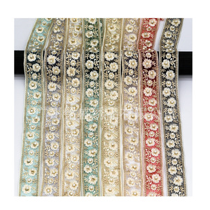 Passamaneria in Pizzo Floreale da 3,5 CM in Poliestere e Seta, Accessori <span class=keywords><strong>per</strong></span> <span class=keywords><strong>Abiti</strong></span> da Sposa Cinesi, Hanfu, Copricapo, Fai-da-Te, Ricamo con Perle e <span class=keywords><strong>Fiori</strong></span> in <span class=keywords><strong>Organza</strong></span> - Product Image 5