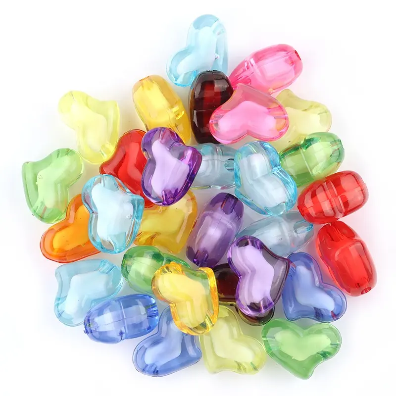 100 Pcs Colorful Acrylic Heart Shape Charming Beads Clear Star Crystal Beads for Jewelry Making and Bracelets