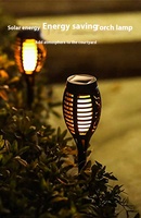 Lampes à LED solaires à effet de flamme vacillante réaliste, étanches, modernes, pour l'éclairage extérieur des allées de jardin, avec capteur de lumière