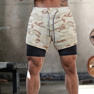 بنتالونيس كورتوس ديبورتيفوس بارا هومبر فارغة شعار مخصص 2 في 1 مبطنة رياضية في صالة الألعاب الرياضية شورت ركض للرجال - Product Image 4