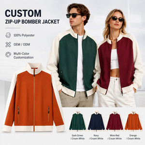 Blouson Bomber Zippé Personnalisé avec Logo pour Homme, 100% Polyester, Style Color Block, Veste Universitaire pour Hommes, Femmes, Unisexe, Vente en Gros, Fabrication OEM ODM - Product Image 1