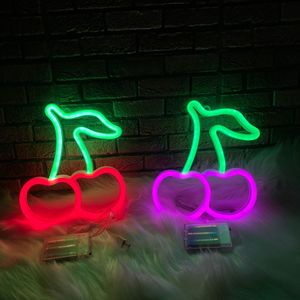 Cerise <span class=keywords><strong>LED</strong></span> enseigne au néon USB Rechargeable suspension lumière décoration murale cerises mignonnes pour chambre d'enfant fête cadeau IP néon lumière noël - Product Image 1