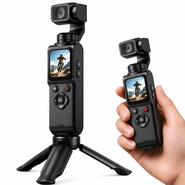 UHD 4K 30FPS Handheld Camera 64MP Photography 1.7 Inch Touch Screen Intelligent Face Following WiFi Pocket Camera for Vlogging