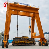 Pont roulant mobile à double poutre avec pneus en caoutchouc, palan électrique robuste 25t avec moteur et boîte de vitesses pour chantier de construction