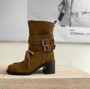 Botas de Invierno para Mujer, con Suela Gruesa, de Media Altura, de Cuero Vacuno y Piel de Oveja, Estilo Chelsea, Color Blanco Humo, Transpirables - Product Image 3