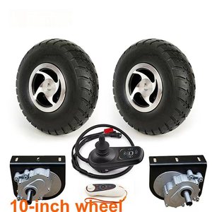 Kit de <span class=keywords><strong>conversion</strong></span> de moteur de moyeu de fauteuil roulant électrique 10 pouces 24V 350W 6km/h avec moteur à double entraînement et télécommande - Product Image 2
