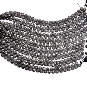 AAA + ควอตซ์ท้องฟ้า6มม.-8มม. ลูกปัดหัวใจ Briolette เหลี่ยมเพชรพลอยธรรมชาติสีดำไฟซันสโตน - Product Image 4