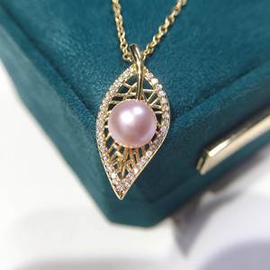 <span class=keywords><strong>Collana</strong></span> di <span class=keywords><strong>Perle</strong></span> d'Acqua Dolce Naturali con Ciondolo a Foglia SHDIYAYUN, Gioielli per Donna - Product Image 4