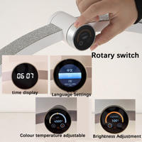 Kualitas tinggi 360 derajat 45W bi-warna LED lampu bulan lampu meja layar LCD saklar Modern setengah bulan desain Metal Shade daya AC