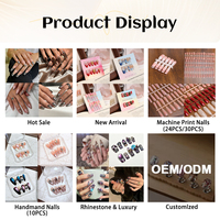 Faux ongles à presser personnalisés, transparents roses, forme amande, style coréen, OEM ODM, marque privée, pour salon de beauté