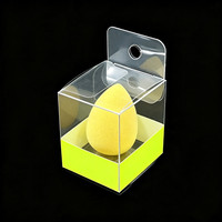 Boîtes en plastique transparentes en gros, couleur pleine, avec impression de logo personnalisé, emballages givrés en PET pour éponges de maquillage