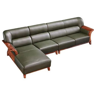 Moderno Wujin madera y cuero sólido sofá en forma de L de gama alta de cuero de vaca para comedor para Villa sala de estar - Product Image 1