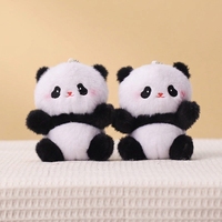 En gros, Mini pendentif porte-clés en peluche Panda assis Kawaii, jouet en peluche doux, breloque pour sac à dos de fille, cadeau de fête