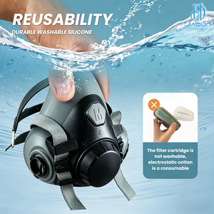 Máscara Respiratoria <span class=keywords><strong>de</strong></span> Silicona <span class=keywords><strong>de</strong></span> Media Cara <span class=keywords><strong>con</strong></span> Filtros CE - Para Soldadura, Pintura en Aerosol, Polvo, Protección Química, Polen, Máscara <span class=keywords><strong>de</strong></span> Seguridad contra Gases - Product Image 4