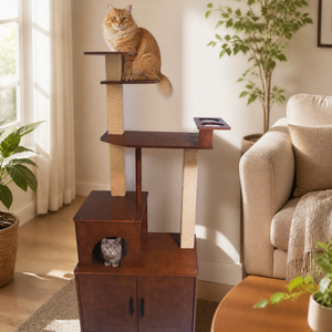 <span class=keywords><strong>Arbre</strong></span> <span class=keywords><strong>à</strong></span> <span class=keywords><strong>chat</strong></span> multi-niveaux en bois avec poteaux <span class=keywords><strong>à</strong></span> gratter en sisal, structure en bois massif, tour pour <span class=keywords><strong>chat</strong></span> avec rangement intégré pour chats d'intérieur - Product Image 6