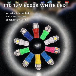 หลอดไฟ LED T10 12V 6000K สีฟ้า Canbus W5W 194 168 5050 5Smd ไฟสัญญาณสำหรับไฟอ่านหนังสือภายในรถยนต์ รับประกัน 1 ปี -40C~+80C - Product Image 2