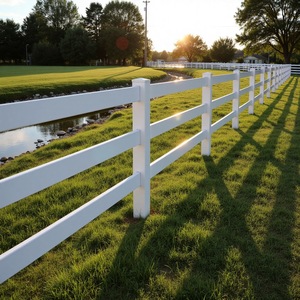 Großhandel Premium Eco Friendly 4 Rail Cross-Rail PVC Ranch Zaun Cross-Rail Farm Horse Vinyl Fechten - Product Image 3
