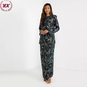 Robe malaise traditionnelle pour femmes-Été Respirant <span class=keywords><strong>Baju</strong></span> <span class=keywords><strong>Kurung</strong></span> Musulman Casual Office Wear en Satin et Soie Ready Supply - Product Image 4